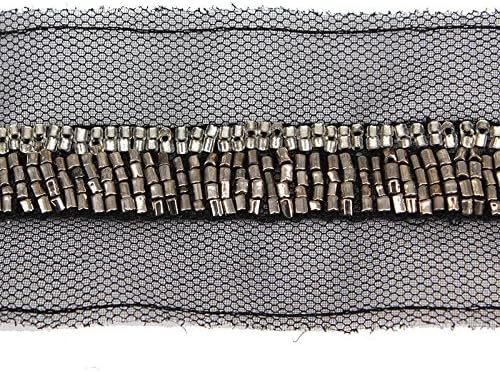 5yards Black Bridal Beaded Rhinestone Lace Trim Ribbon Applique Decorated Sewing Accessories for Collar Costume T1553