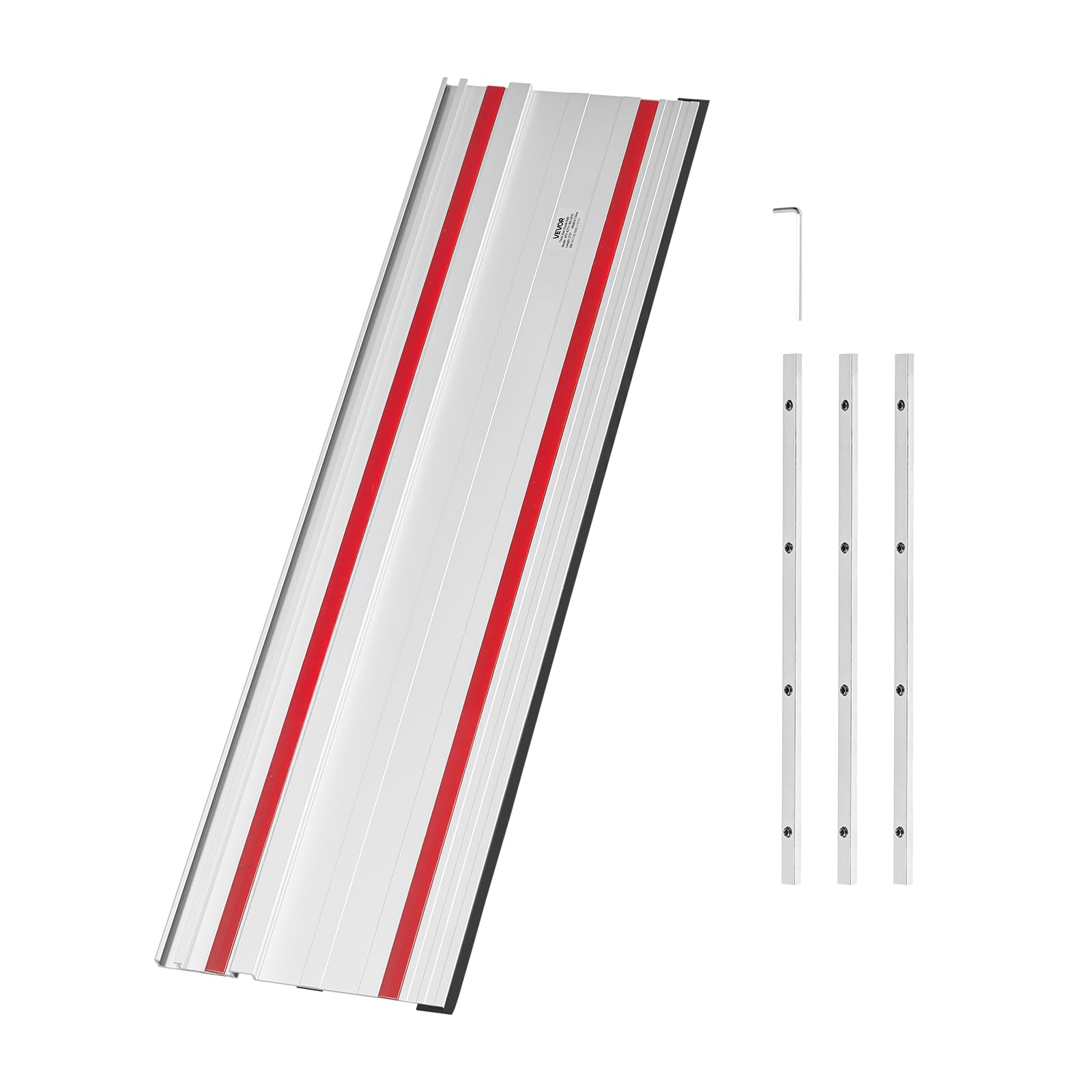 VEVOR Riel Guía para Sierra de Mesa, Rango de Corte de 279,4 cm, Incluye 4 Rieles Guía de Aluminio Extruido de 698,5 mm y 3 Conectores, Compatible con Makita, Festool y WEN, para Carpintería
