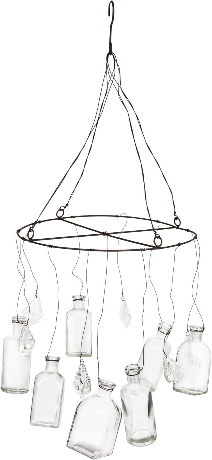 Creative CoOp DA0239 Hanging Glass Vases with Crystals
