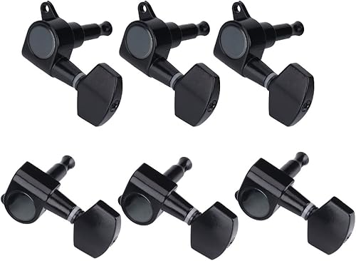 Miniatura 7 de 3 pares de clavijas de guitarra, 3L 3R negro cerrado de aleación de zinc cabezales de máquina para guitarra folk/eléctrica accesorios de actuación