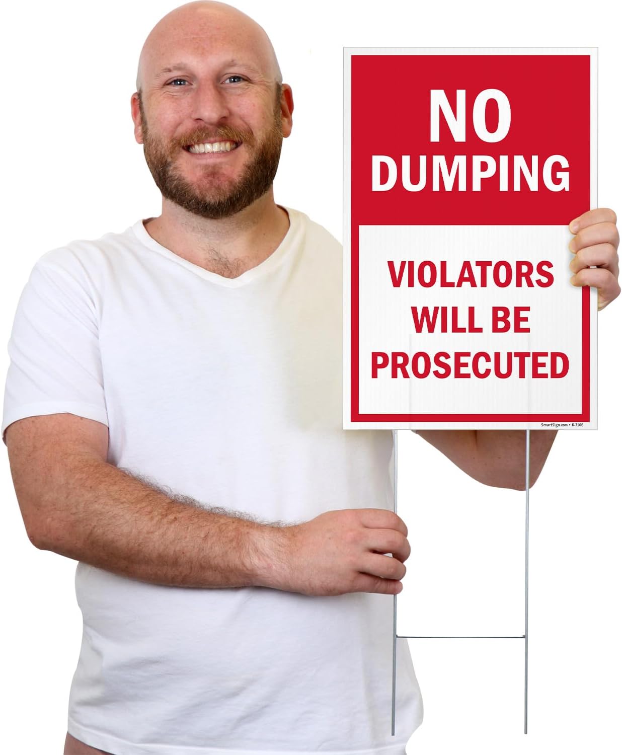 SmartSign 12" x 18" (2-Pack) "No Dumping Violators Will Be Prosecuted" Yard Sign with Metal Stake, Double-Sided, 160 mil Thick Corrugated Plastic Lawn Signs, Water Resistant