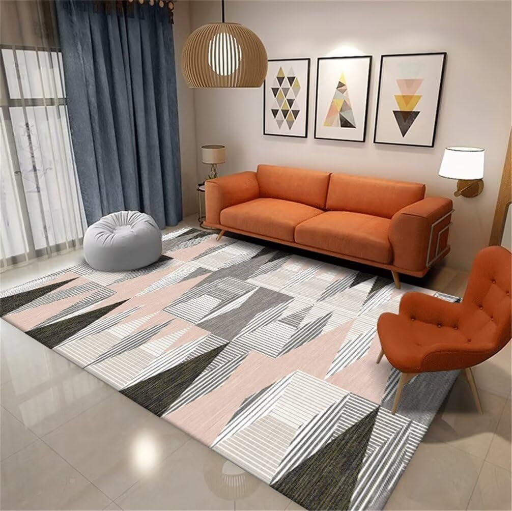 Tapis bleu et gris moderne au design géométrique raffiné