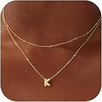 Vista 1 de Collar de letras doradas y plateadas, con inicial en capas para mujer, pequeños collares con dije, gargantilla delicada, collar lindo apilable