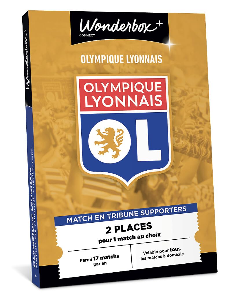 Wonderbox Connect - Coffret Cadeau - Olympique Lyonnais Supporter - 2 places pour 1 match au choix - Parmi 17 matchs par an, valable pour tous les matchs à domicile - Validité 27 mois