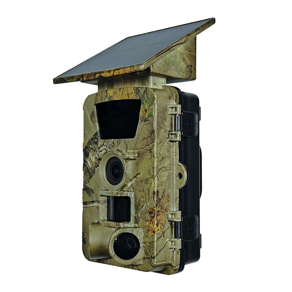 Solar Wildkamera 5K HD 60MP mit Nachtsicht & WLAN-App, 5200mAh Akku + Solar, 0.2s Auslöser, 120° IP67 Wasserdicht, Bewegungsmelder für Outdoor-Tierüberwachung