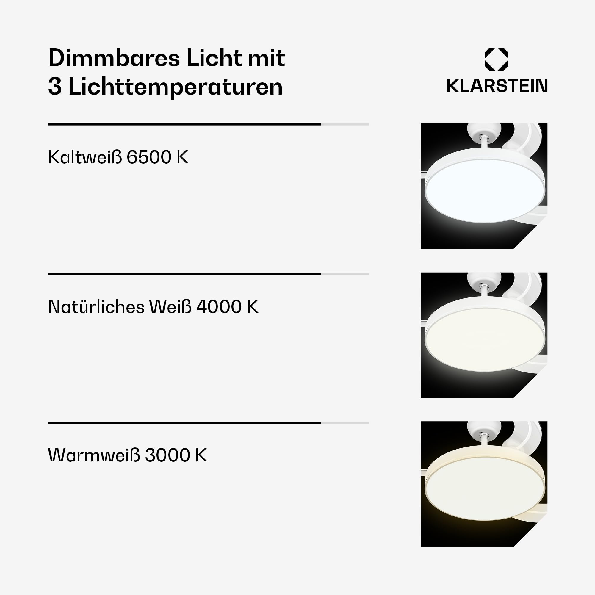 Klarstein AirFold Deckenventilator Mit Beleuchtung – Smart App Steuerung, Einziehbare Flügel, Dimmbares LED-Licht, Fernbedienung, Leise, 107cm, Weiß