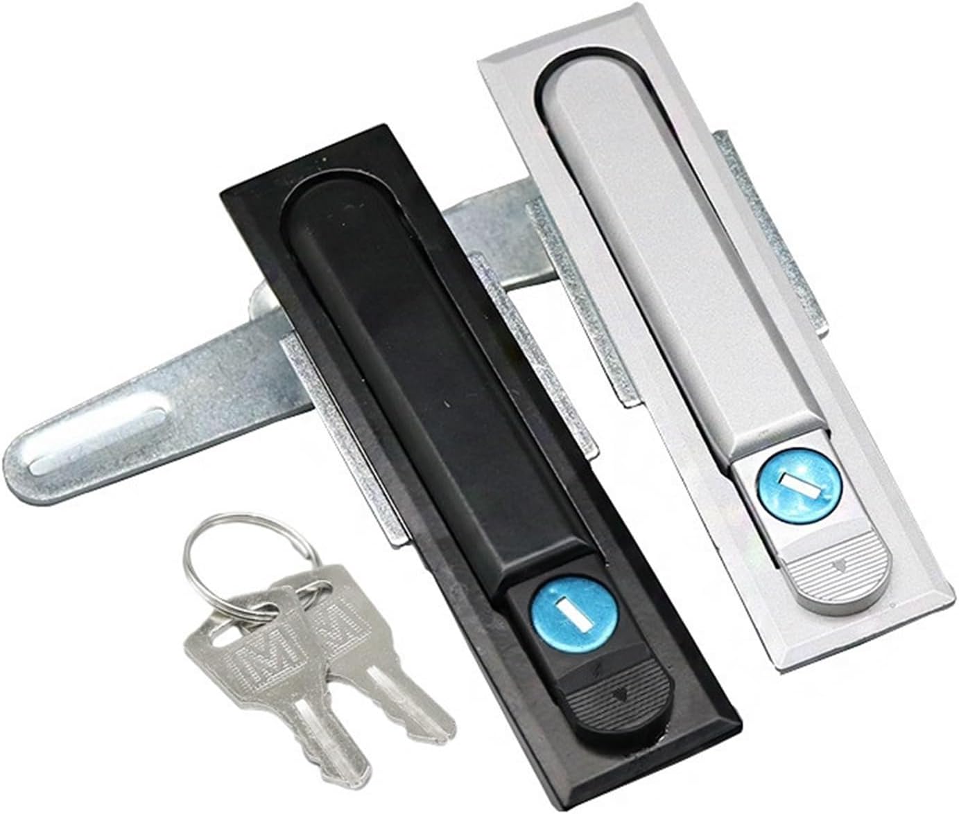 MS490 Electric Cabinet Door Handle Lock Meter Box Key Padlock 1Pcs(Silvery)