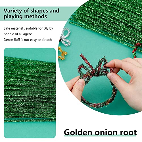Image of Iuuidu 100PCS Pipe Cleaners Chenille Stem, Glitter Green Craft Pipe Cleaners | Pipe Cleaners DIY Craft, Fuzzy Sticks Pipe Cleaners Bulk for Creative Handmade DIY Crafts Project Decoration Supplies