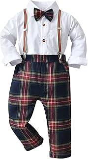 Generic Baby,Clothing,Baby Boys 0-24m,Outfits & Clothing Sets Toddler Boy Clothes Baby Boy Clothes Baby Soild Shirt Suspender Pants Set Outfit Christmas Dress Baby