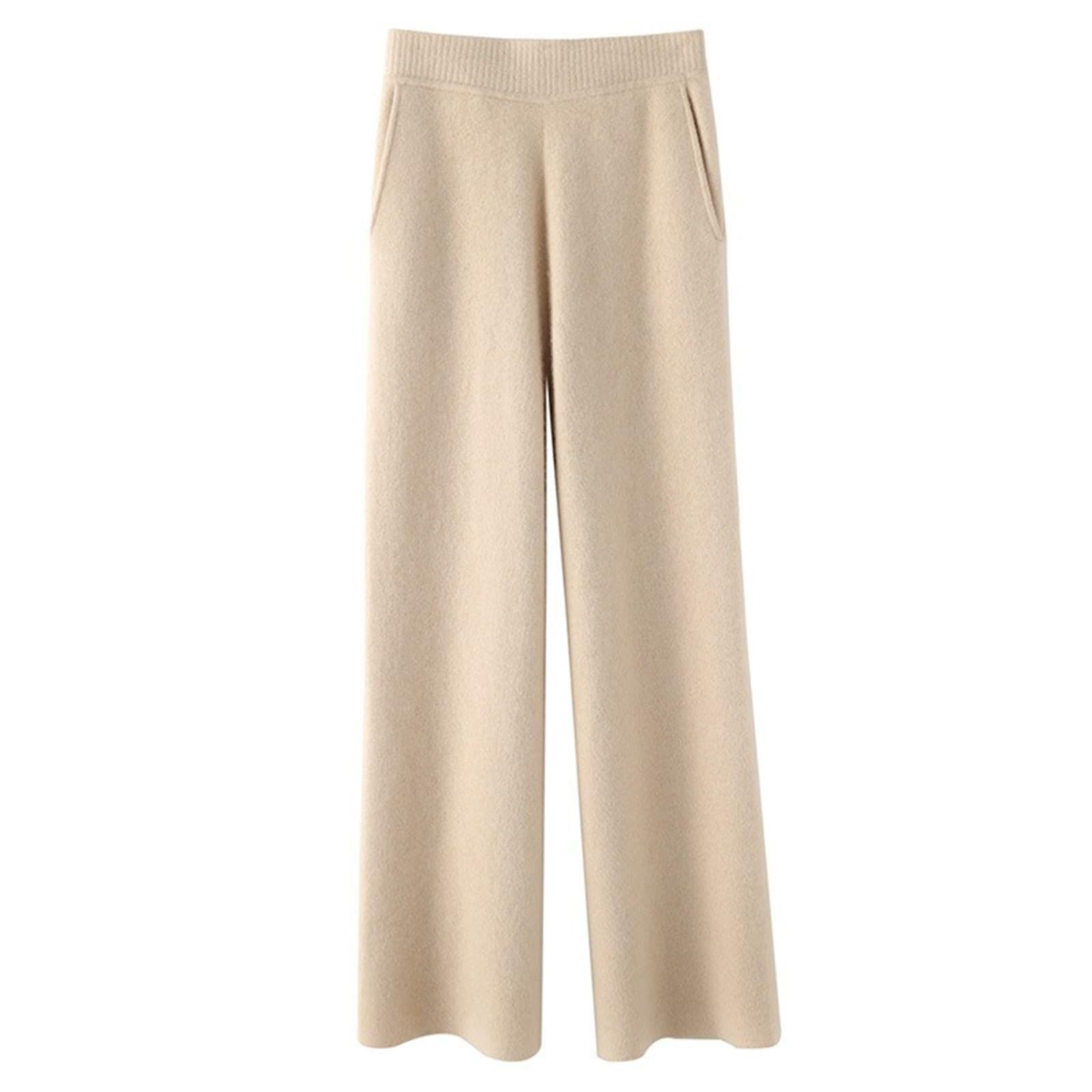 Pantalon de Jogging Confortable pour Femme, Doux, en Laine tricotée, Taille élastique, Jambe Droite, Automne Hiver#M