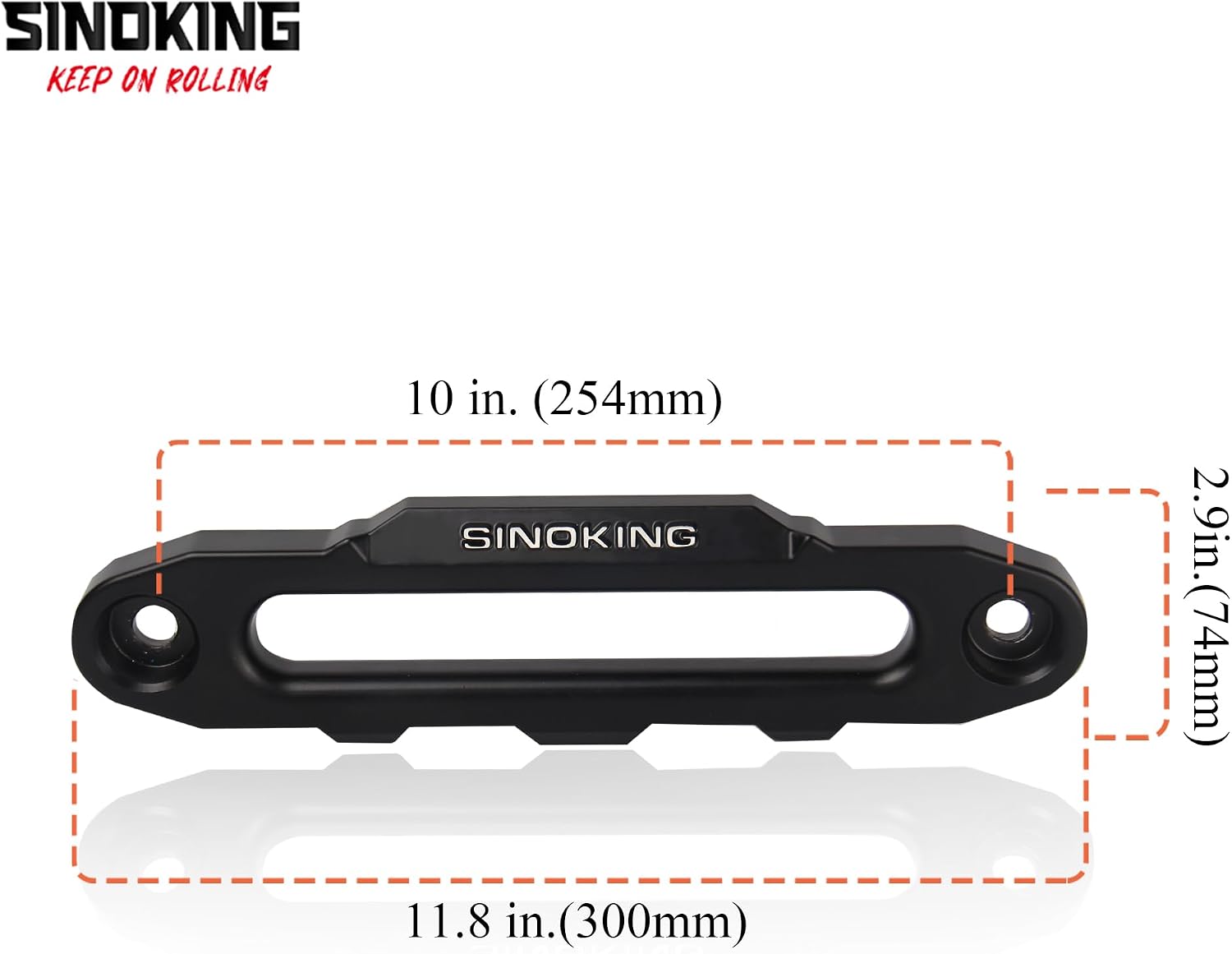 Sinoking Winch 10 inch Aluminum Hawse Fairlead for 8000-15000 LBs Synthetic Winch Rope (Black textured coating)