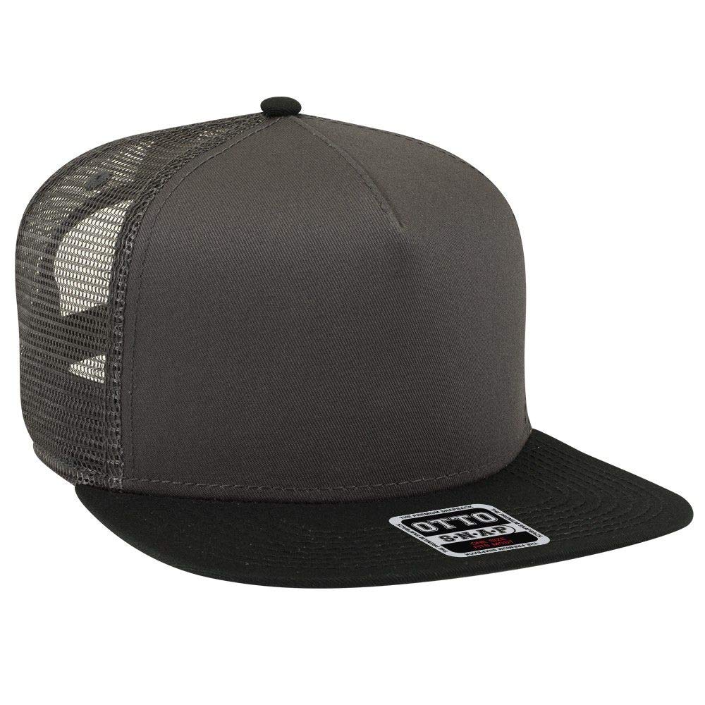 OTTO Square Flat Visor SNAP 5 Panel Mesh Back Trucker Snapback Hat