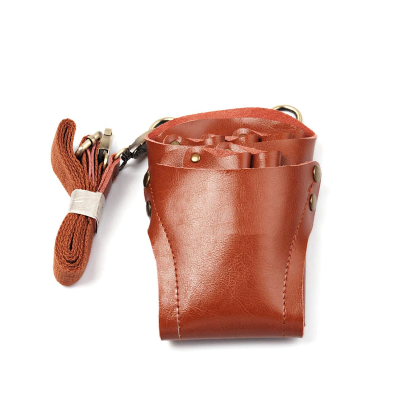 Paquet Banane avec Ceinture Porte-outils en Cuir Marron pour Coiffeurs Étui Ciseaux Coiffure Multifonction Organisation Pratique en Salon de Coiffure