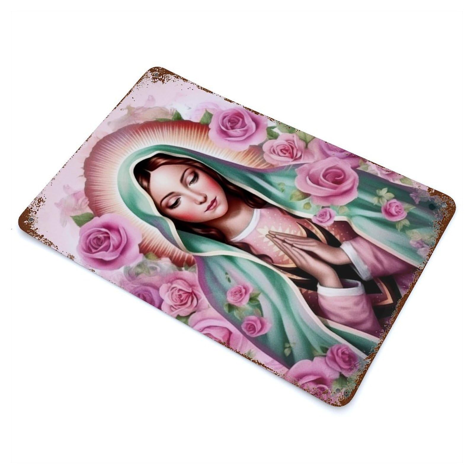 Christ Poster Catholic 2 Aged Metal Wall Plaque 11.8"x7.9", Ideal for Garage, Bar And Workshop Decor