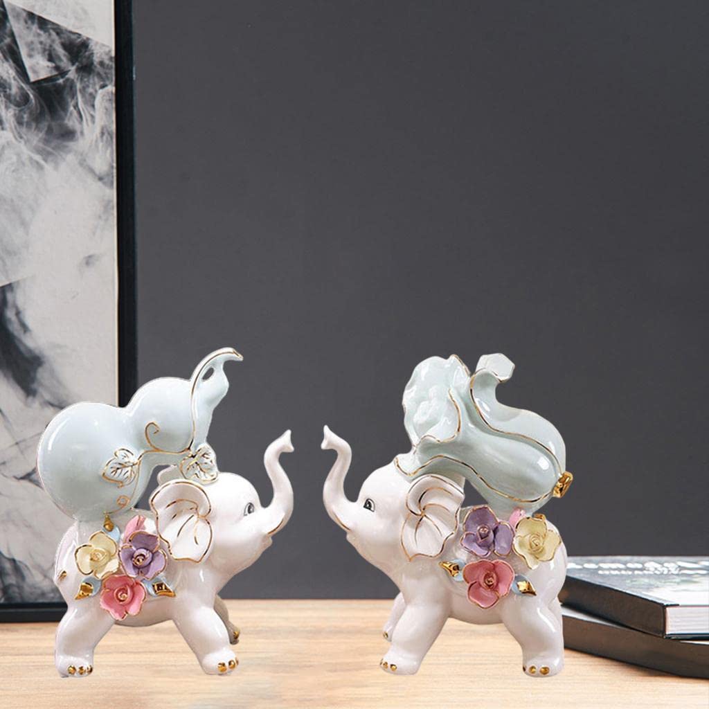 Generic 2 Pezzi Statua Decorazione Animale Scultura Ceramica Ornamentale Appeso Artigianato da Interno Esterno Adatto Regali Tavolo, bianca