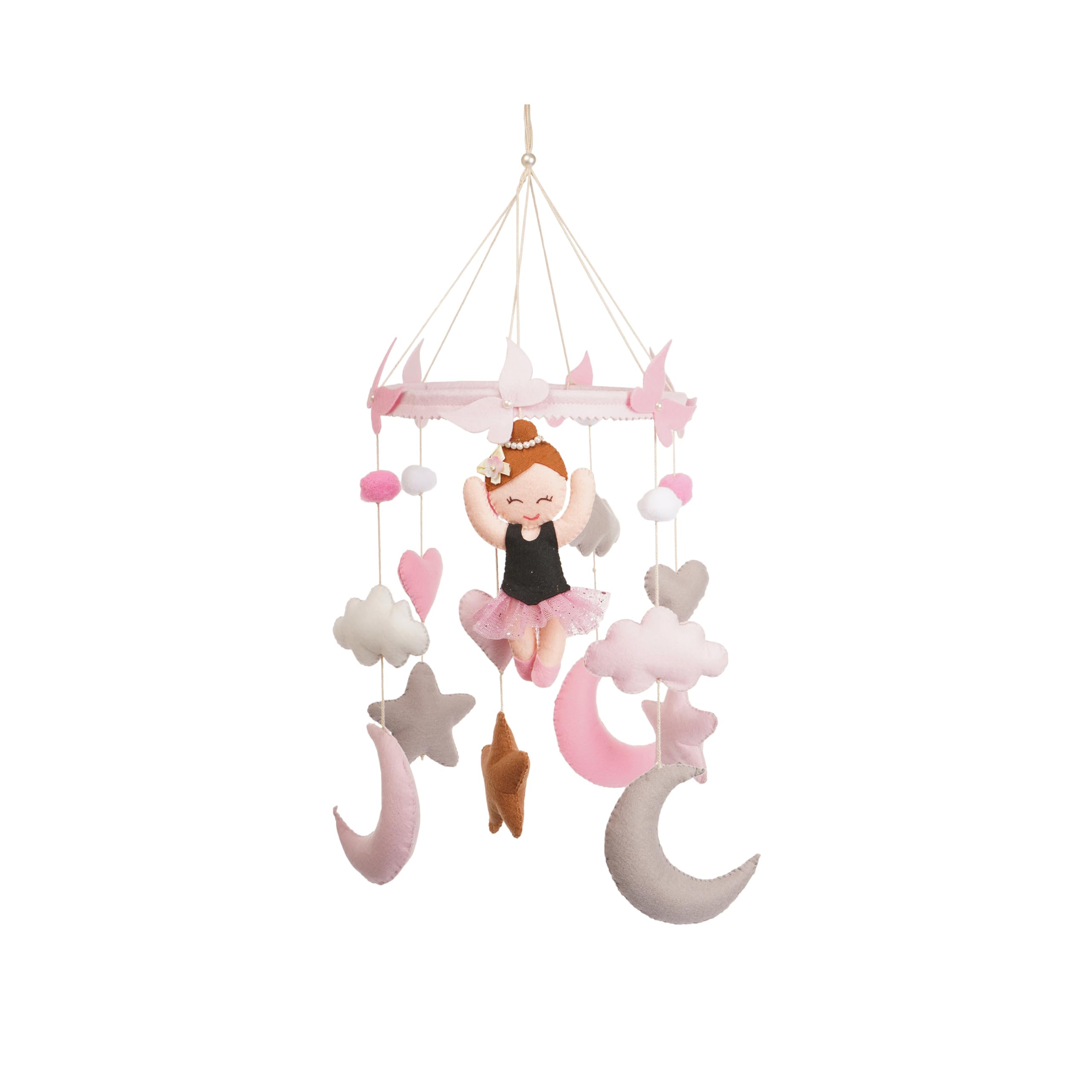 Sponsored Ad - Ballerina Felt Baby Mobile, Moon Starry Sky Crib Mobile Nursery, Night Baby Mobile, Kids Mobile, Minimalist Mobile-Pink