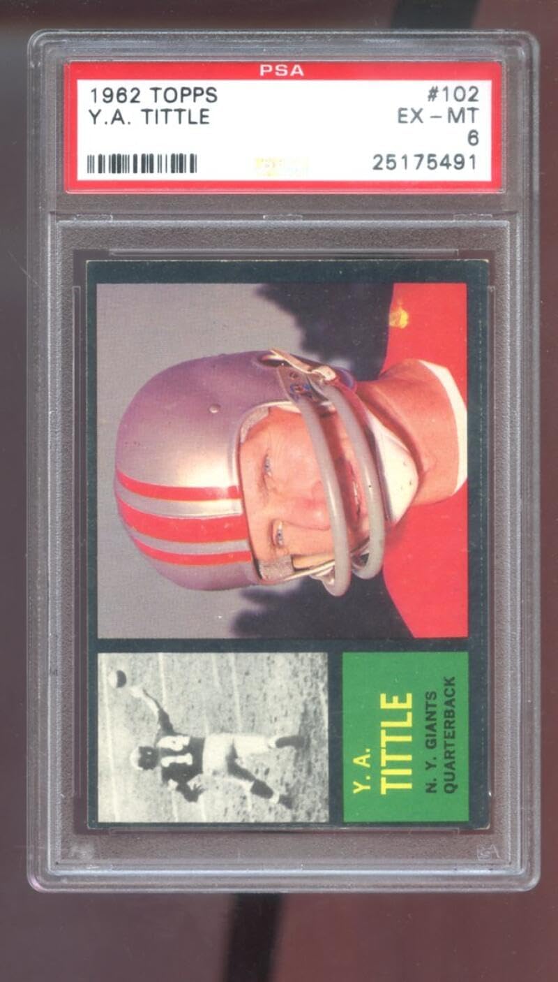 1962 Topps #102 Y.A. Tittle PSA 6 Graded Football Card NFL New York Giants YA