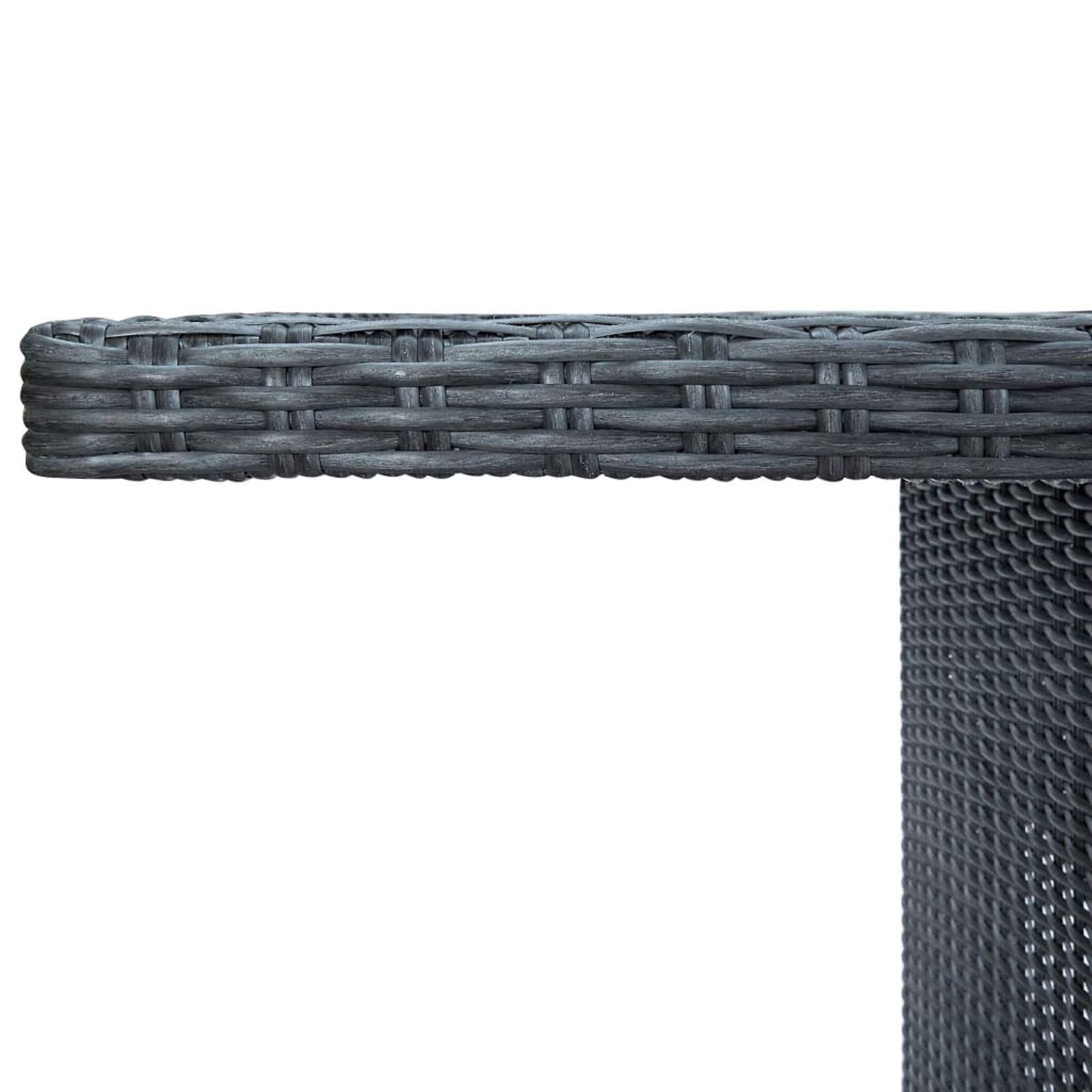 Homgoday Mesa de jardín gris oscuro poliratán y cristal templado, mesa de jardín, mesa de terraza, mesa de comedor, mesa de cocina, mesa de jardín, mesas exteriores