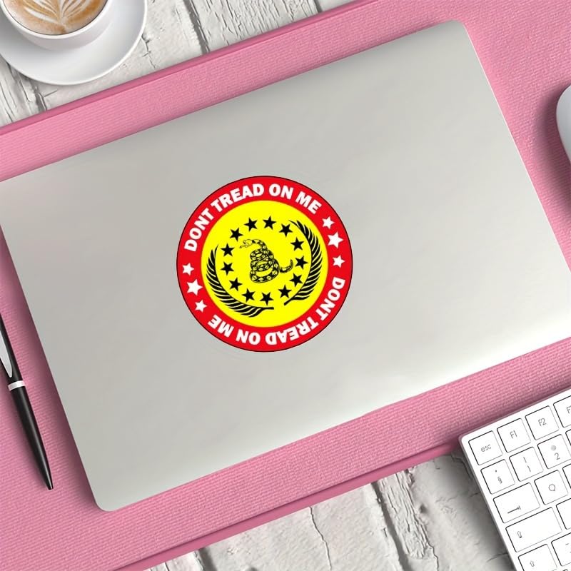 2-Pack Gadsden Flag Rattler Decals, Vintage American Flag Design, Versatile Stickers for Cars, Motorcycles, and More, Durable and Weatherproof, 5.91 x 5.91 Inches