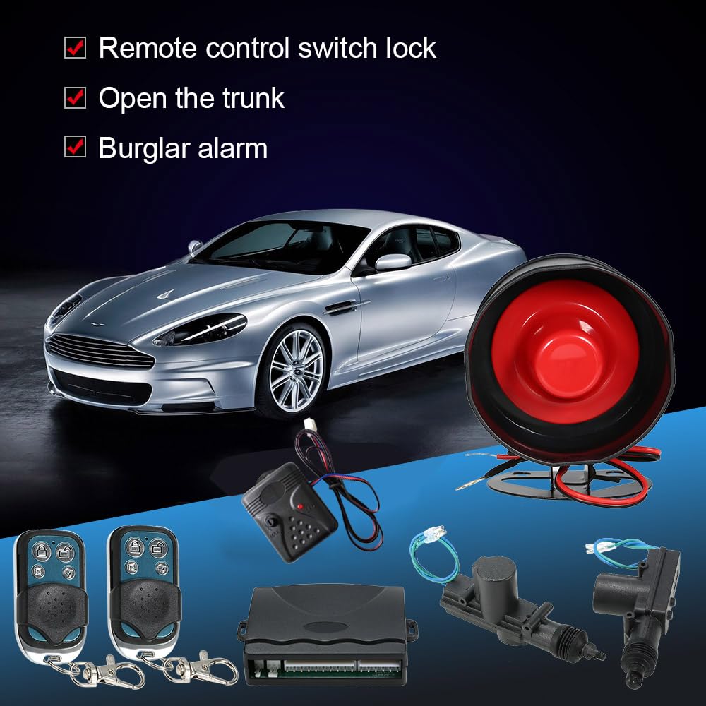 Kit nuovo allarme auto e chiusura centrale a distanza con sensore di urto immobilizzatore sirena da 120db funzione anti-rapina telecomando universale per tutti modelli