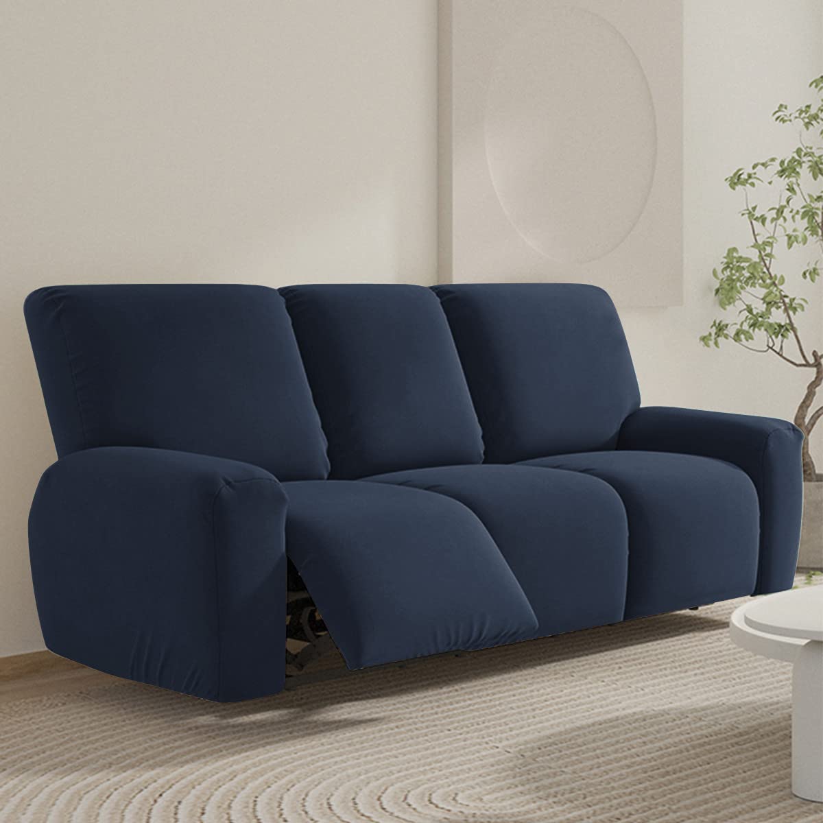 FANSU Recliner Chair Covers 3 Seater for Armchairs with Pockets Stretch Recliner Slipcover for Electric Chair Sofa Covers Furniture Protector for Living Room (3 Seater,navy blue)