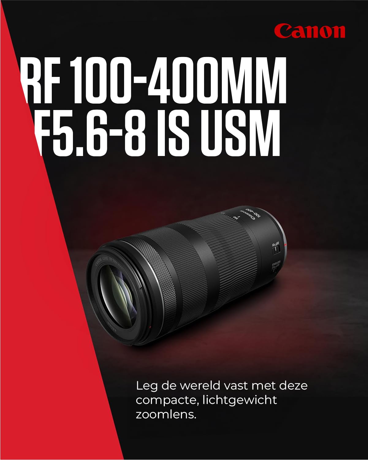 Canon Objetivo RF 100-400mm F5.6-8 IS USM - Lente Teleobjetivo Estabilizador Óptico de 5,5 Pasos para Deporte y Naturaleza | Compatible Sistema EOS R