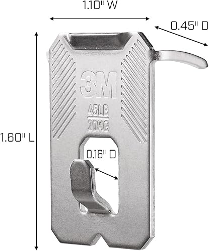 Miniatura 4 de 3M CLAW 45 lb. Percha para paneles de yeso con marcadores de puntos, solución para colgar de peso pesado para decoración de habitación y oficina,