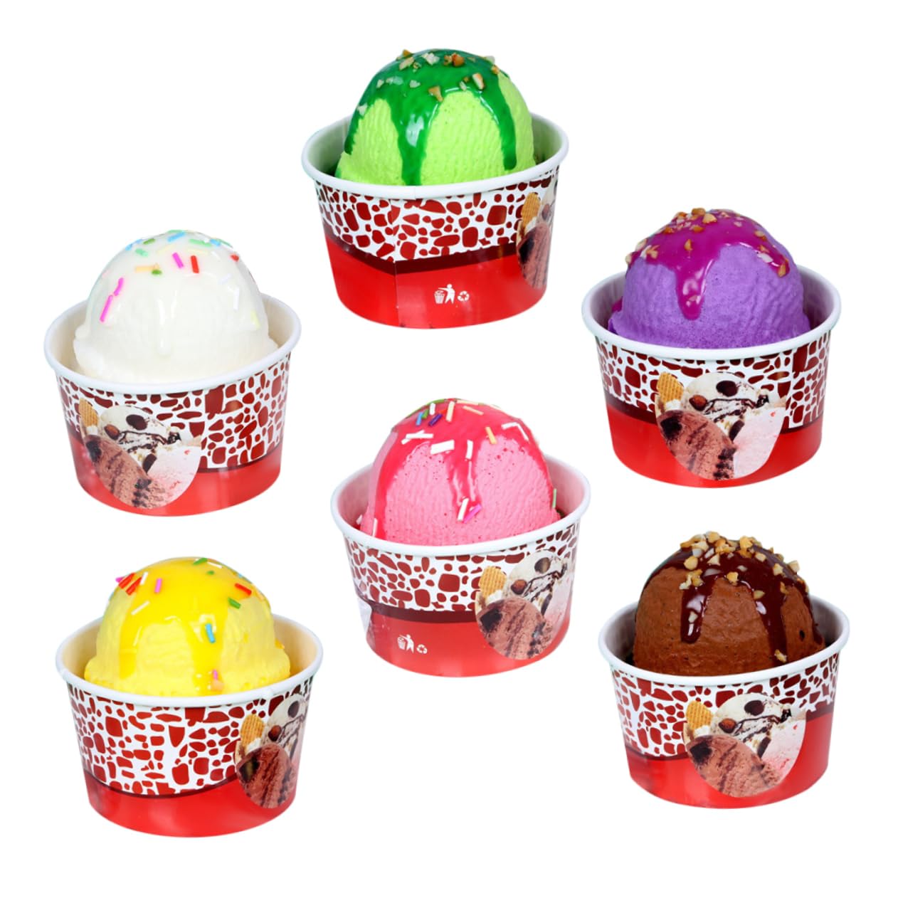 Ciieeo Artificial Ice Cream Balls Prop Set, 6pcs Large Faux Ice Cream Balls for Photo Shoot and Display, Plastic Simulation Dessert Props for Party Favors and Food Decoration