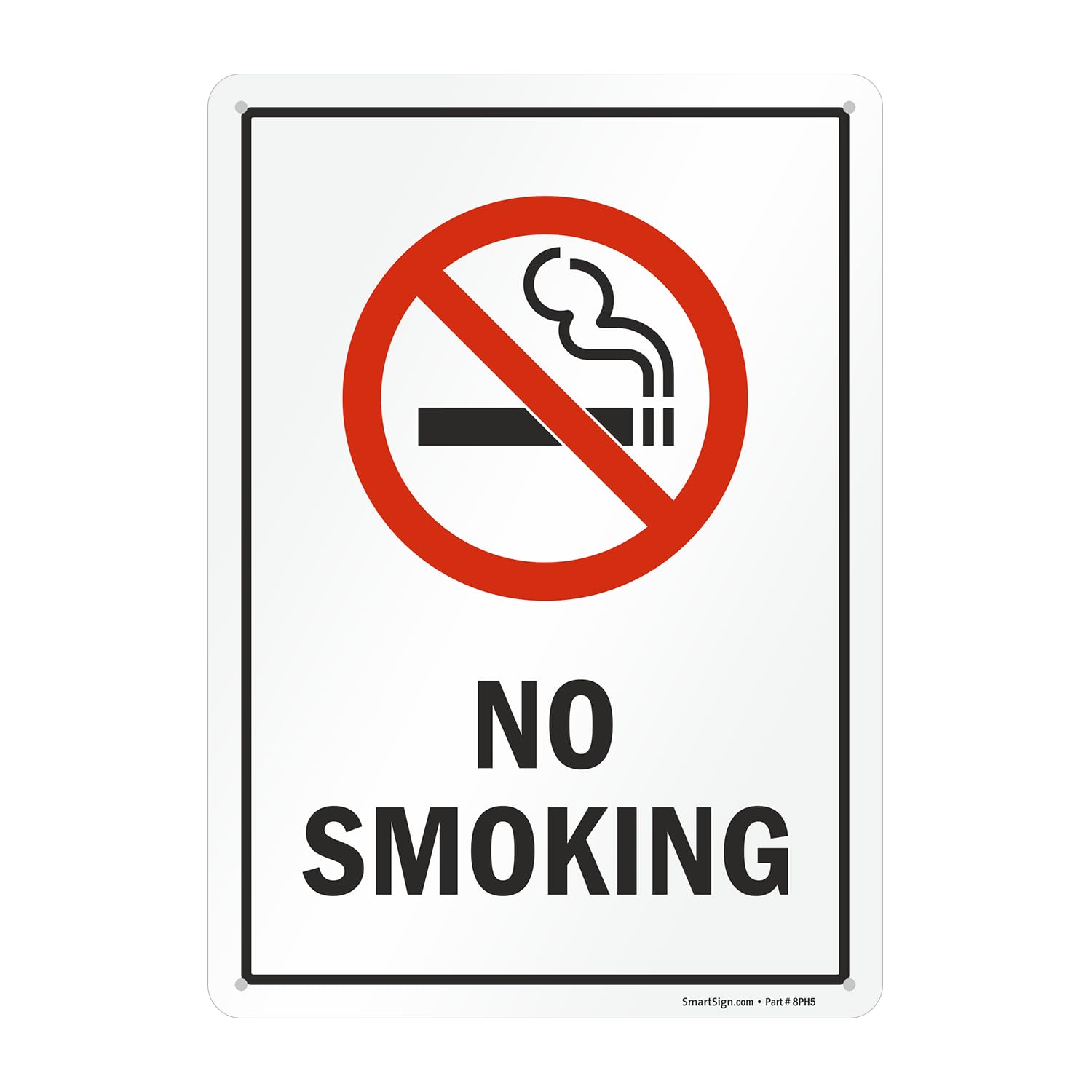 SmartSign 14 x 10 inch “No Smoking” Metal Sign with Symbol, Screen Printed, 40 mil Laminated Rustproof Aluminum, Red, Black and White