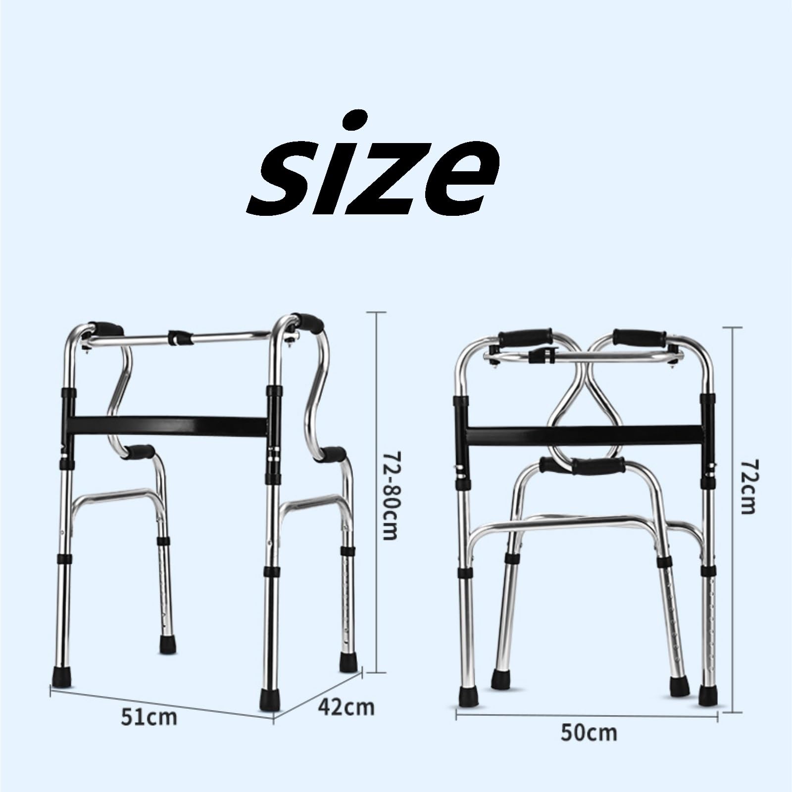 Deambulatore pieghevole per anziani, adulti e disabili, supporto base per camminare, con gambe regolabili, capacità di carico 158,8 kg