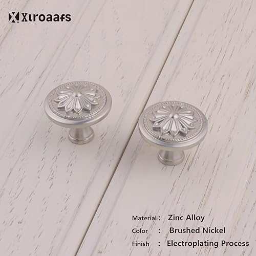 Miniatura 6 de Xlroaafs Paquete de 4 pomos de níquel cepillado para gabinetes de cocina, perillas de 1-25 pulgadas para armarios y cajones, níquel satinado