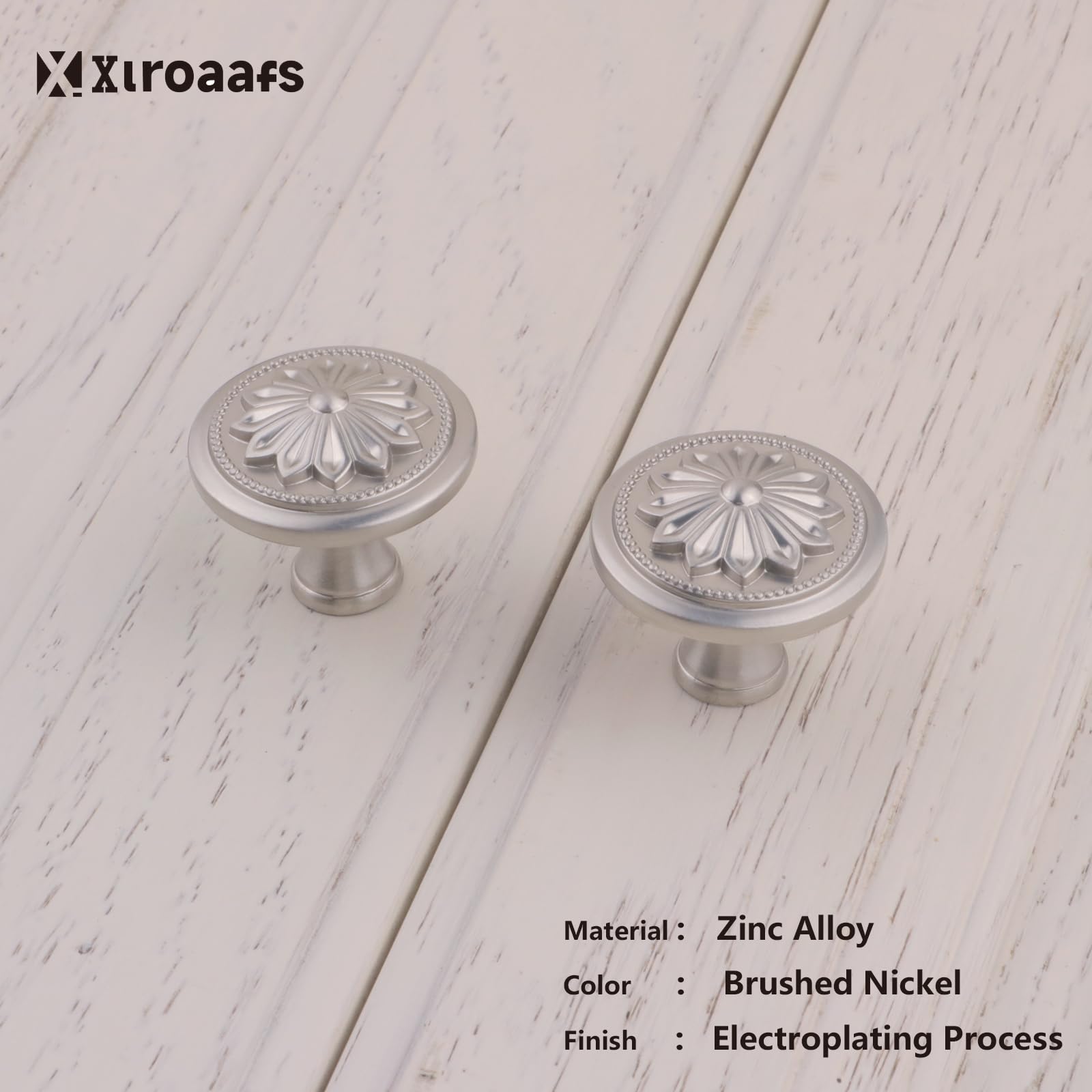 4 Pack Brushed Nickel Cabinet Hardware Knobs Round, 1-2/5"Satin Nickel Handles for Kitchen Cabinets and Drawers Nickel Drawer Pulls Dresser Knobs — Amazon image 6