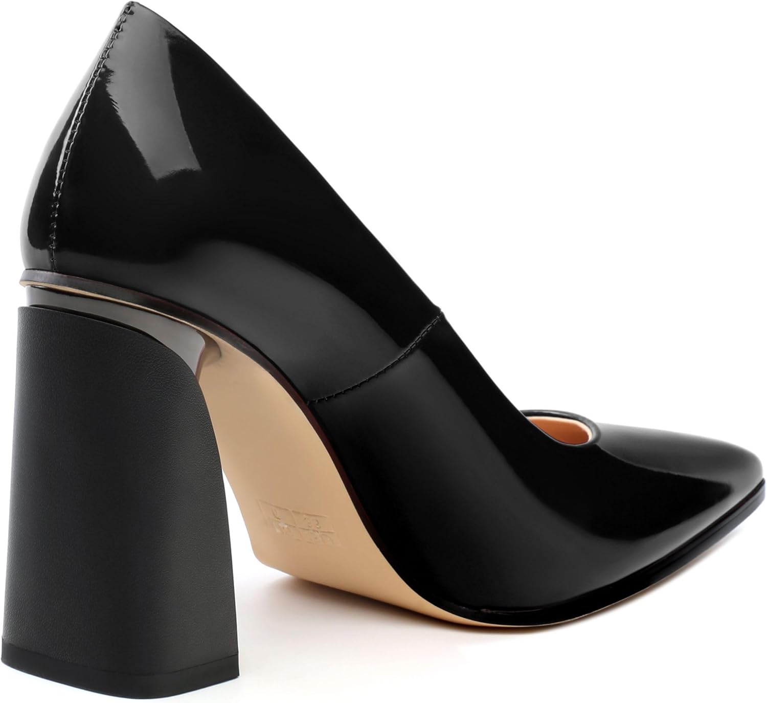 Chunky Block Heels for Women Patent Closed Pointed Toe Pumps Slip on Heels Dress Wedding Shoes 3.5IN - Image 7