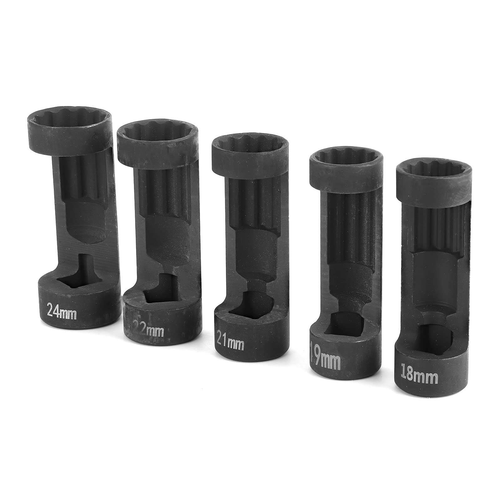 Ejoyous Set di Bussole per Dadi Puntone in Lega di Alluminio Bussole per Puntone Sospensione 5 Pezzi 18mm 19mm 21mm 22mm 24mm 12 Punti 1 2 unità per Rimozione Sospensione con Chiave Esagonale 6496
