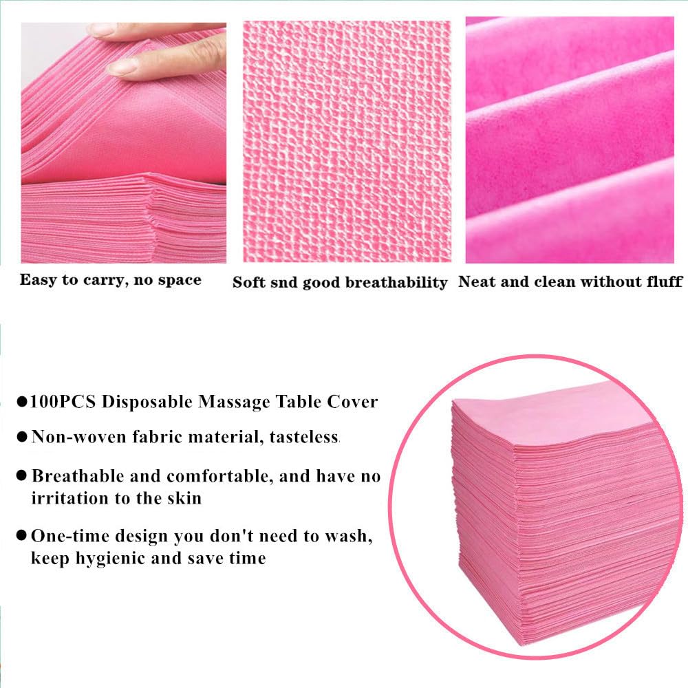 100 hojas de mesa de masaje, sábanas de spa desechables, tela no tejida, funda de cama de masaje impermeable para esteticista, tatuaje, encerado, cama de pestañas, mesa de salón, 75 x 31.5