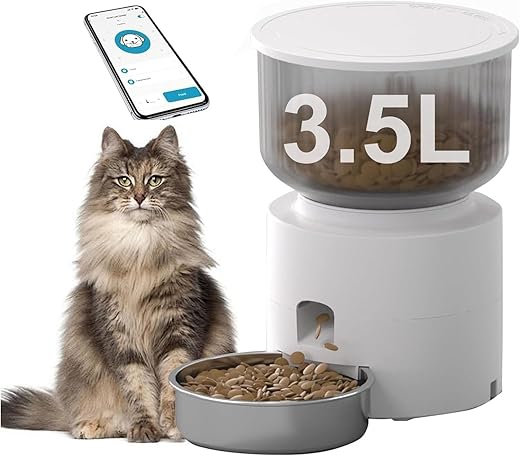 Comedouro para Cães Alimentador automático pet,3.5L Comedouro automatico para gatos,Controle de APP WiFi 2.4G,Tigela de aço inoxidável,removível e...