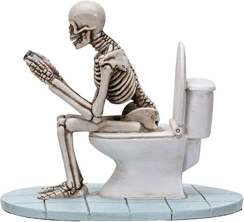 Miniatura 2 de Pacific Giftware Life After Death Phone Never Stop Skeleton sentado en el inodoro Colección After Life Decoración del hogar Figura de resina
