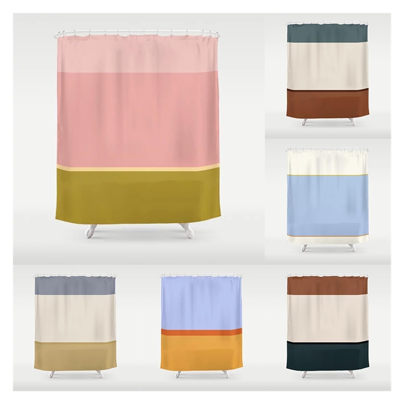 Rideau Douche Rideau de Salle de Bain à Motif de Blocs de Couleurs, Simple et Moderne, décoration de la Maison, Baignoire étanche, Rideau de Douche de personnalité créative(11,200x180cm)