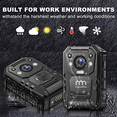 1296P HD Police Body Camera,64G Memory,CammPro I826 Premium Portable Body Camera,Waterproof Body-Worn Camera,Night Vision,GPS for Law Enforcement Recorder,Security Guards,Personal Use1 by MM CAMMPRO - Image 3