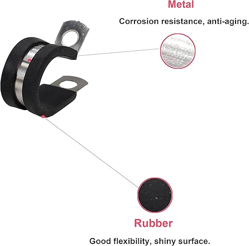 Miniatura 4 de cSeao Kit surtido de 52 abrazaderas para cables, de 14 a 34 pulgadas, con amortiguación de goma, acero inoxidable