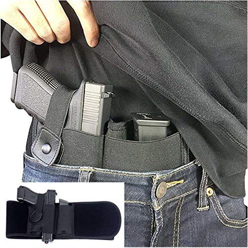 Gexgune Concealed Carry Holster Tactical Right-Hand Belly Band Airsoft Gun Case with Magazine Pouch for Universal Pistol Military Combat
