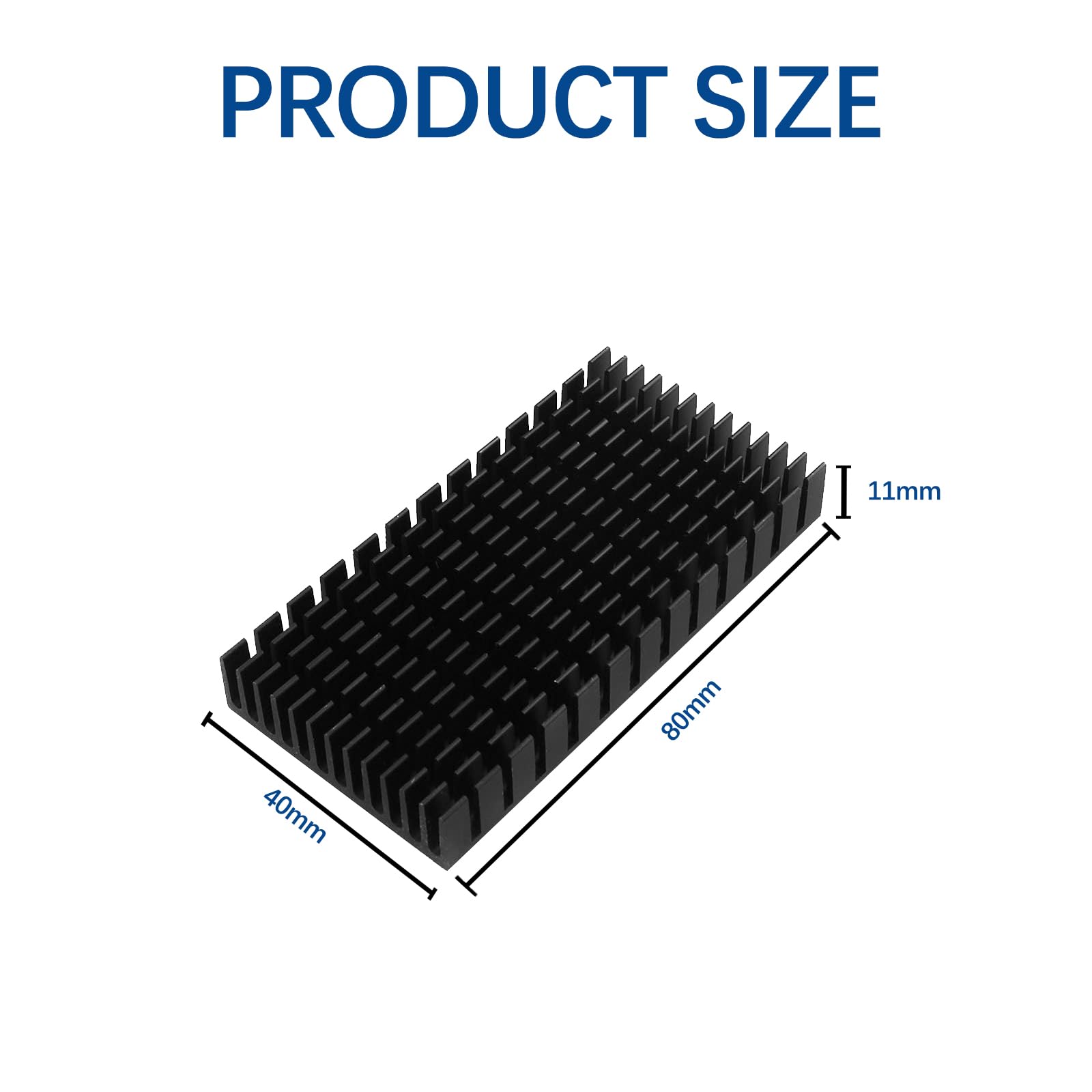 Disipador térmico de aluminio negro de 3.150 x 1.575 x 0.433 in, con cinta adhesiva conductora térmica, aleta de enfriamiento para motor de impresora 3D, 4 unidades 2