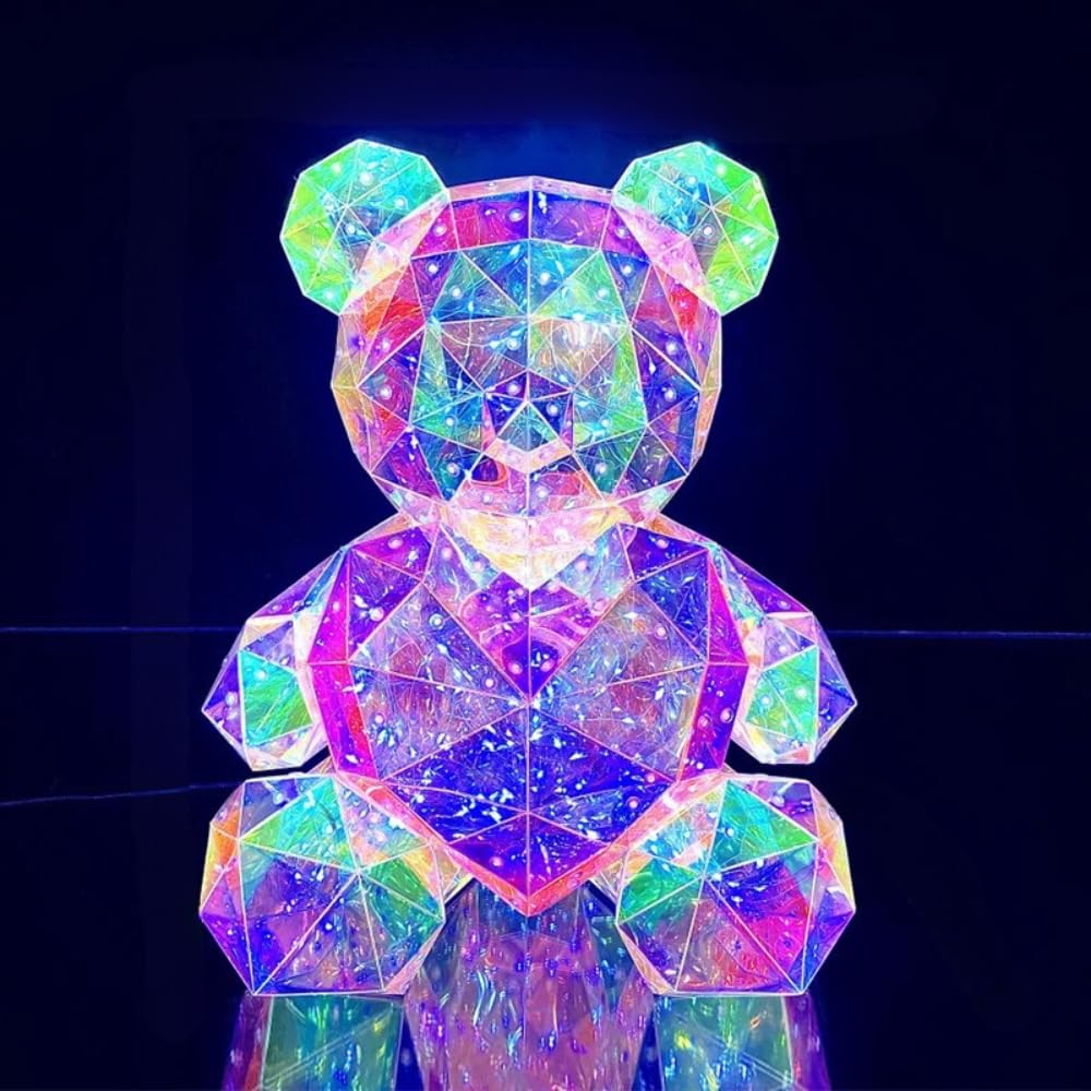 LED Valentine Teddy Bear Lamp, Creative Colorful Teddy Bear Night Light - Valentine's Gift for Her, Kids Birthday Gift, Bear Decor (Pink Heart)
