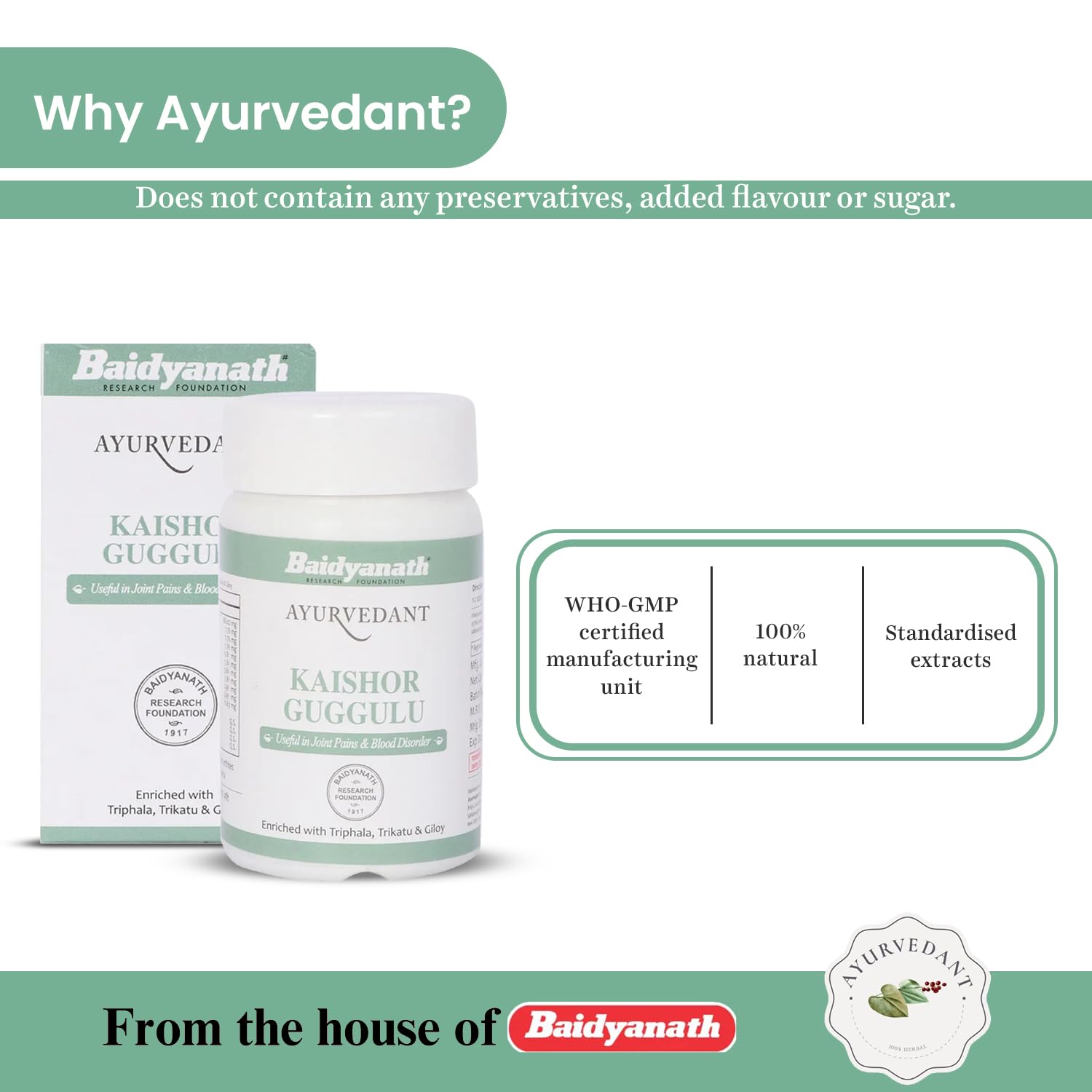 Ayurvedant KAISHOR GUGGULU 120TAB tab | Ayurvedic Supplements For extracorporeal treatment | A Powerful Blend Of Natural Ingredients Extra Strength Formula 4