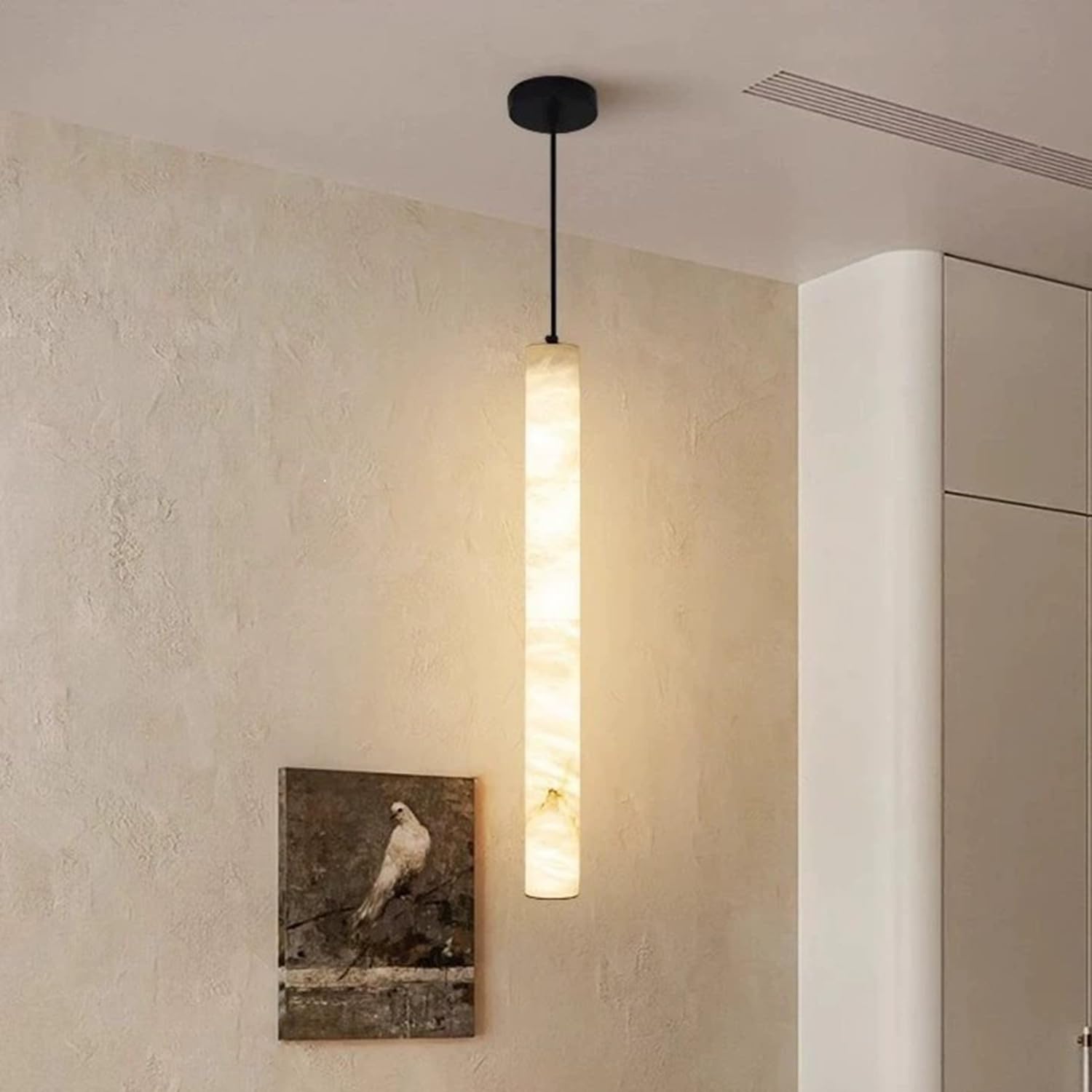 Lampadario a sospensione cilindrico in marmo a soffitto a luce