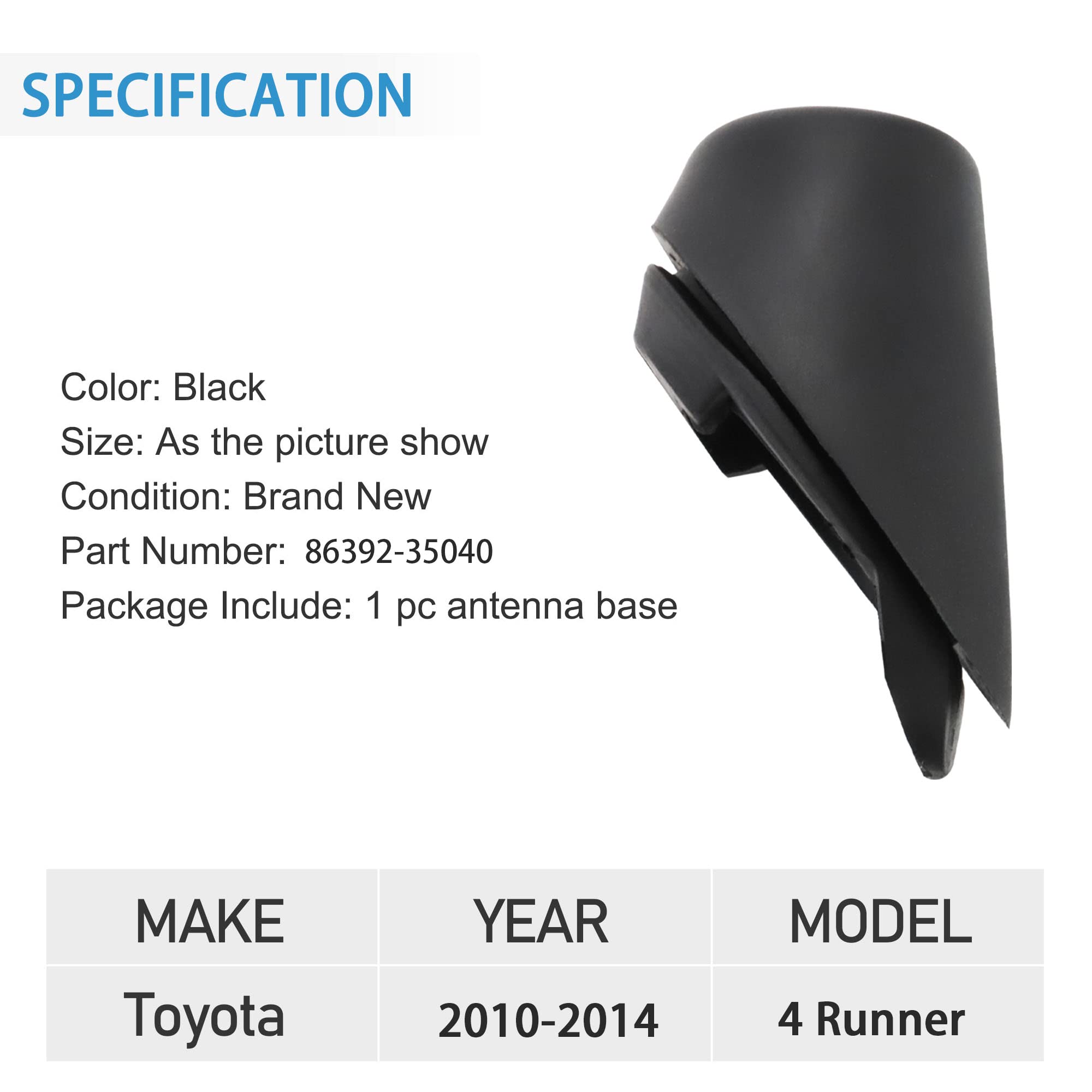 Anina 86392-35040 - Adorno de antena para Toyota 4 Runner 2010 2011 2012 2013 2014, bisel de goma para antena de radio de coche