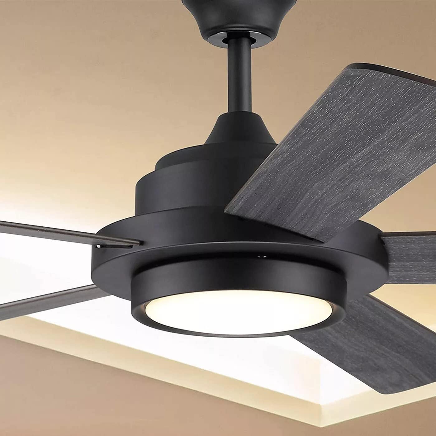 Onе-Dау Sаlе: Uр tо 60% оƒƒ Hearth Brands 52 Build-In Indoor Large LED Flush Mount Ceiling Fan with Remote Control & Reversible Blades, Frosted White Glass - Matte Black, 110118001