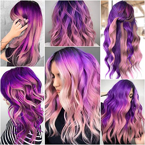 22 Inch Colored Hair Extensions 10 Pcs, Ladyamz Colorful Party Highlights Clip In Synthetic Hair Extensions, Purple And Princess Pink Hairpieces For Girls Women Kids Gifts Doll Daily Party Hair Pieces #TOP5