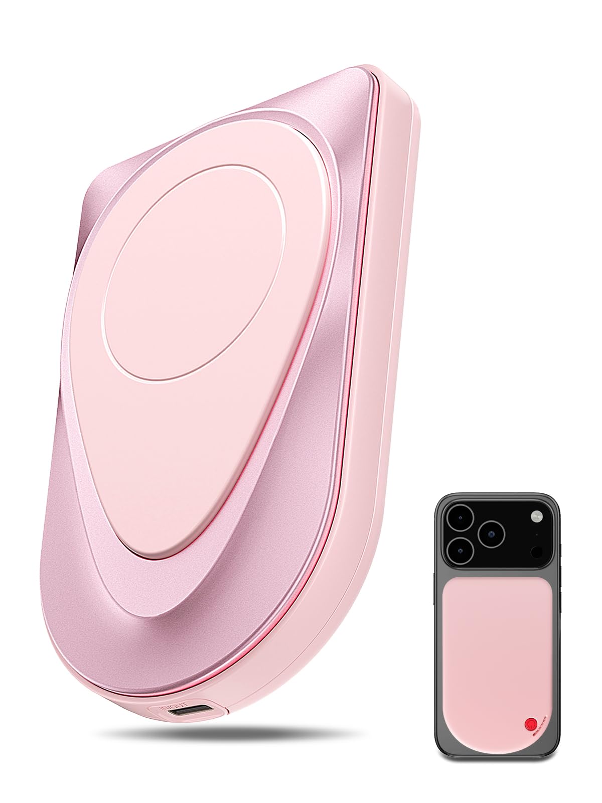 Cargador portátil magnético, cable USB-C inalámbrico de 10000 mAh, batería compatible con Magsafe, batería externa para iPhone 17/16/15/14/13/12, Android (rosa)