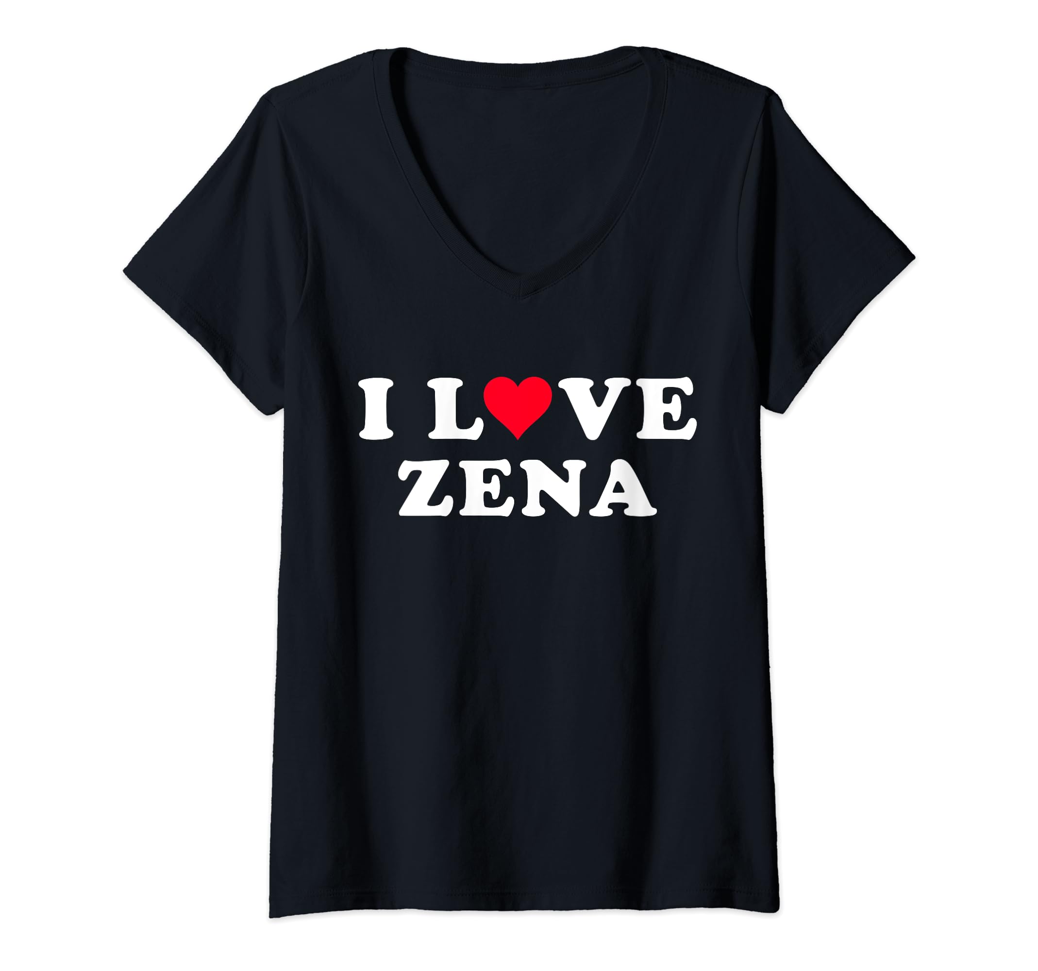 I Love Zena Shirt For Girlfriend BoyfriendWomens I Love Zena Matching Girlfriend & Boyfriend Zena Name V-Neck T-Shirt
